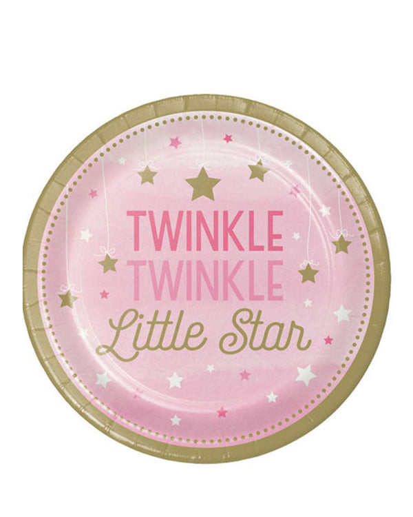 One Little Star Girl 23cm Paper Plates Pack of 8