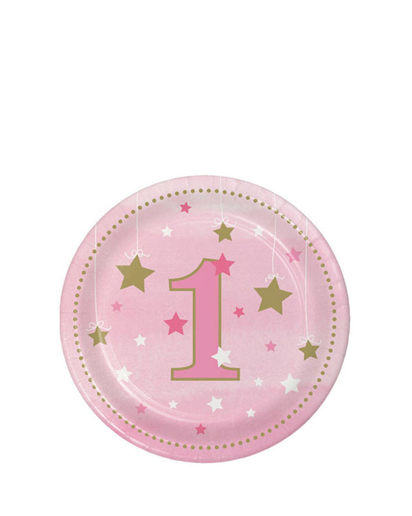 One Little Star Girl 18cm Paper Plates Pack of 8