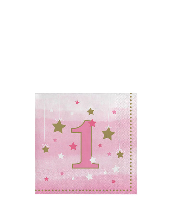 One Little Star Girl Beverage Napkins Pack of 16