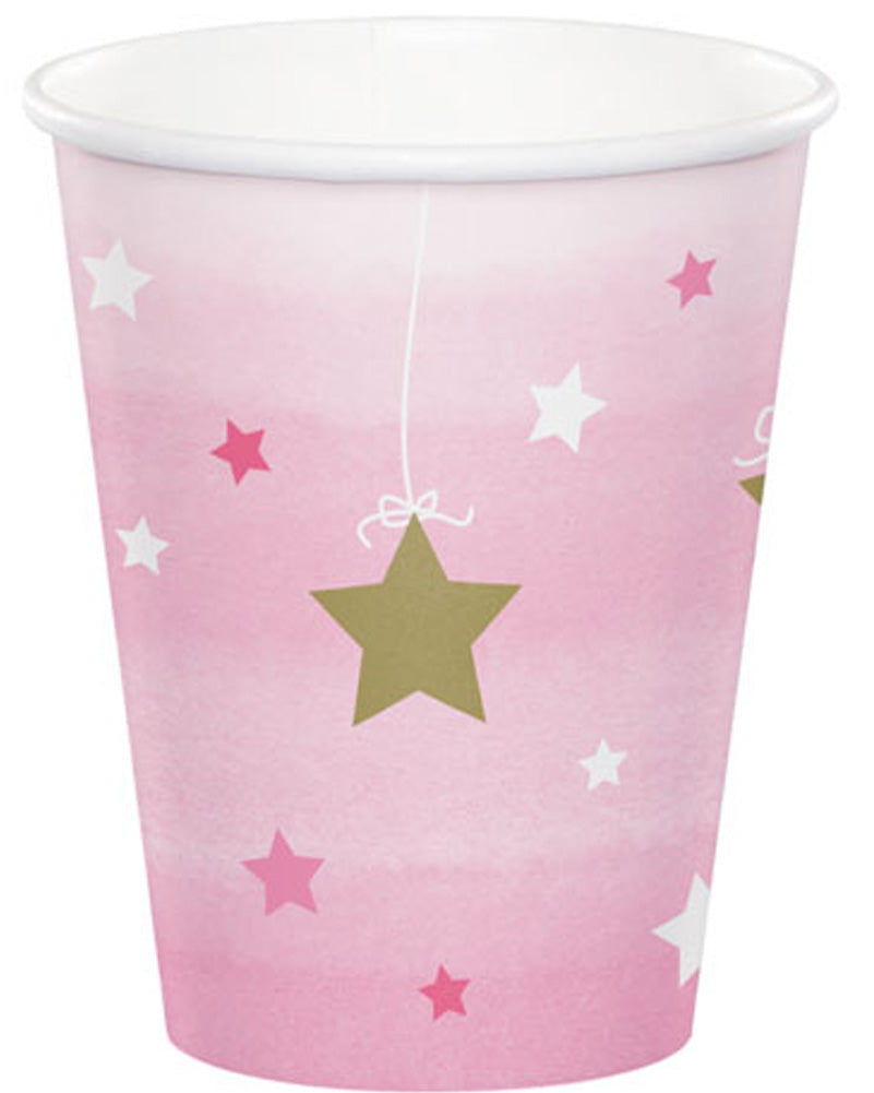 One Little Star Girl 266ml Paper Cups Pack of 8