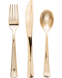 Assorted Gold Metallic Cutlery Pack of 24