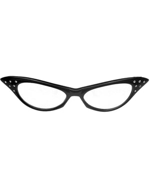 50s Black Rhinestone Cat Eye Glasses