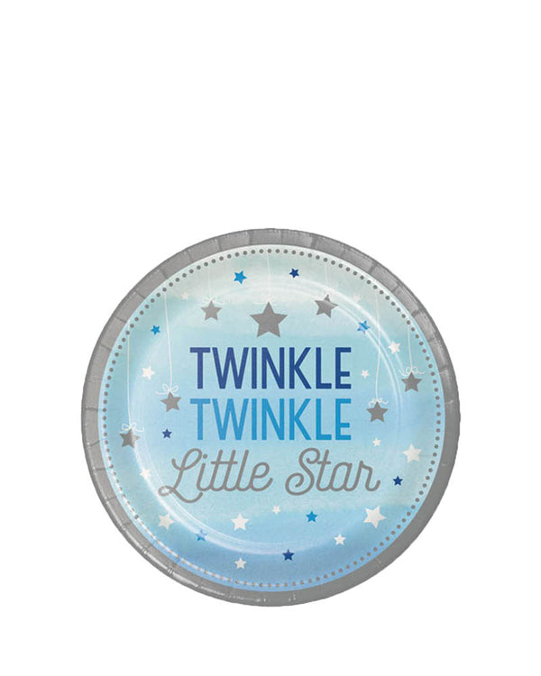 One Little Star Boy Twinkle 18cm Paper Plates Pack of 8