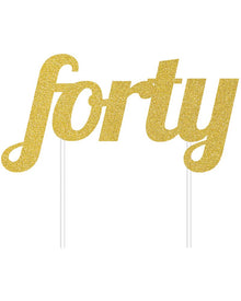 Gold Glitter 40 Cake Topper