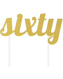 Gold Glitter 60 Cake Topper