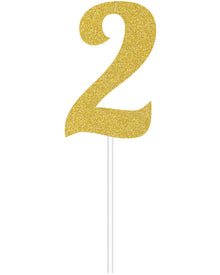 Gold Glitter 2 Cake Topper