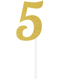 Gold Glitter 5 Cake Topper
