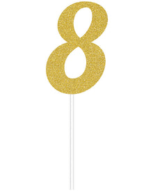 Gold Glitter 8 Cake Topper