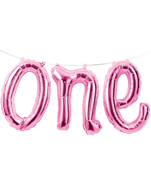 1st Birthday Pink One Balloon Hanging Kit 1.5m