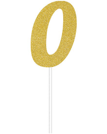 Gold Glitter 0 Cake Topper