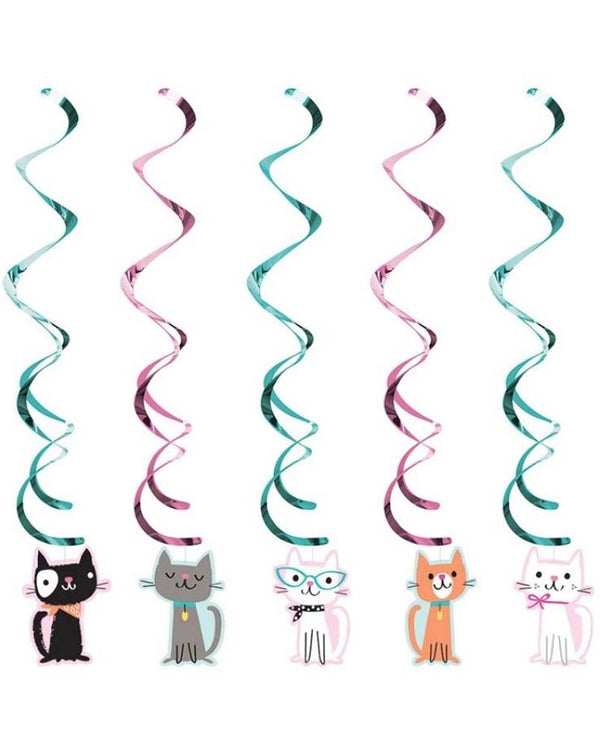 Purrfect Party Hanging Swirl Decorations Pack of 5