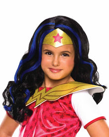 DC Super Hero Wonder Woman Black and Blue Kids Wig