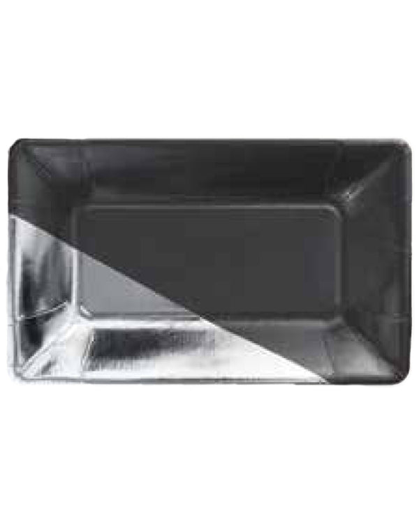 Charcoal and Silver Plates Pack of 8
