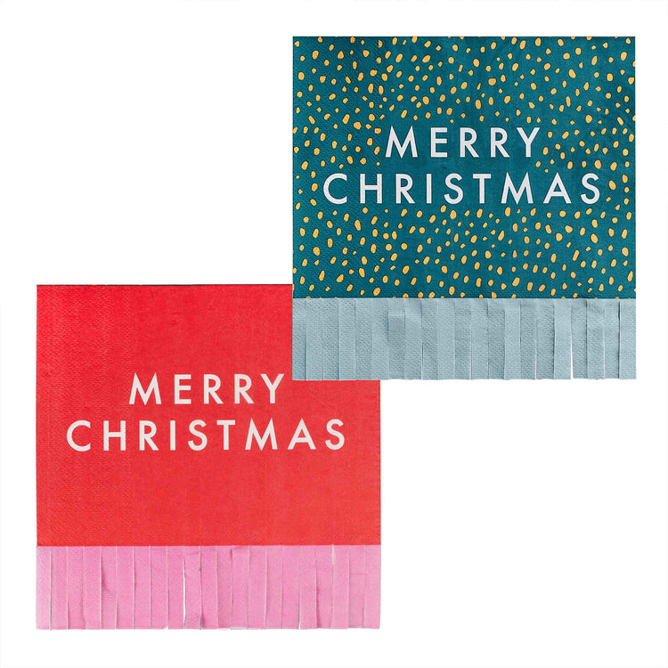 Merry & Bright Merry Christmas Paper Party Napkins Pack of 16