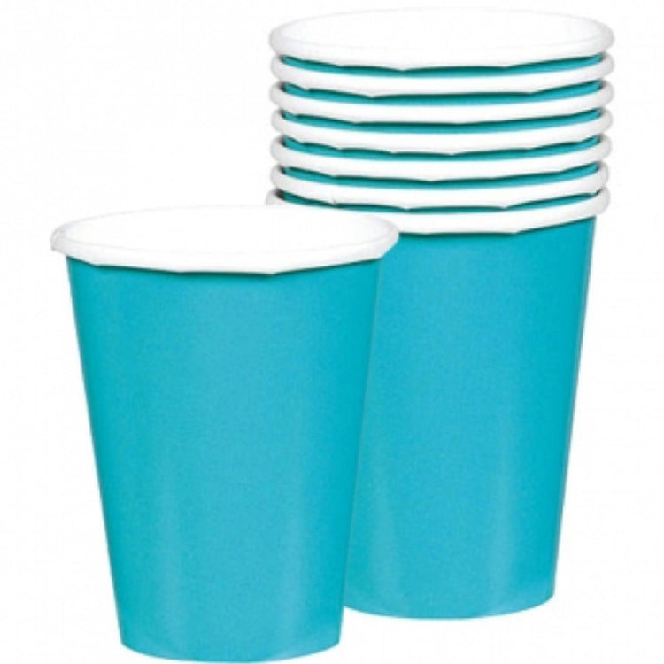 Caribbean Blue 266ml Paper Cups Pack of 20