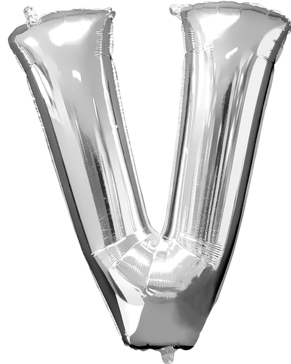 Silver 40cm Letter V Balloon