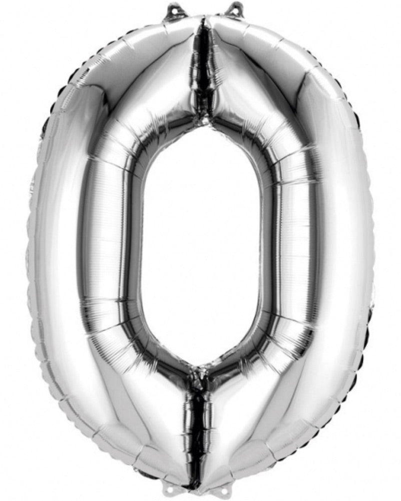 Silver 40cm Number 0 Balloon