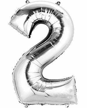 Silver 40cm Number 2 Balloon