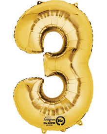 Gold 40cm Number 3 Balloon