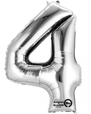 Silver 40cm Number 4 Balloon