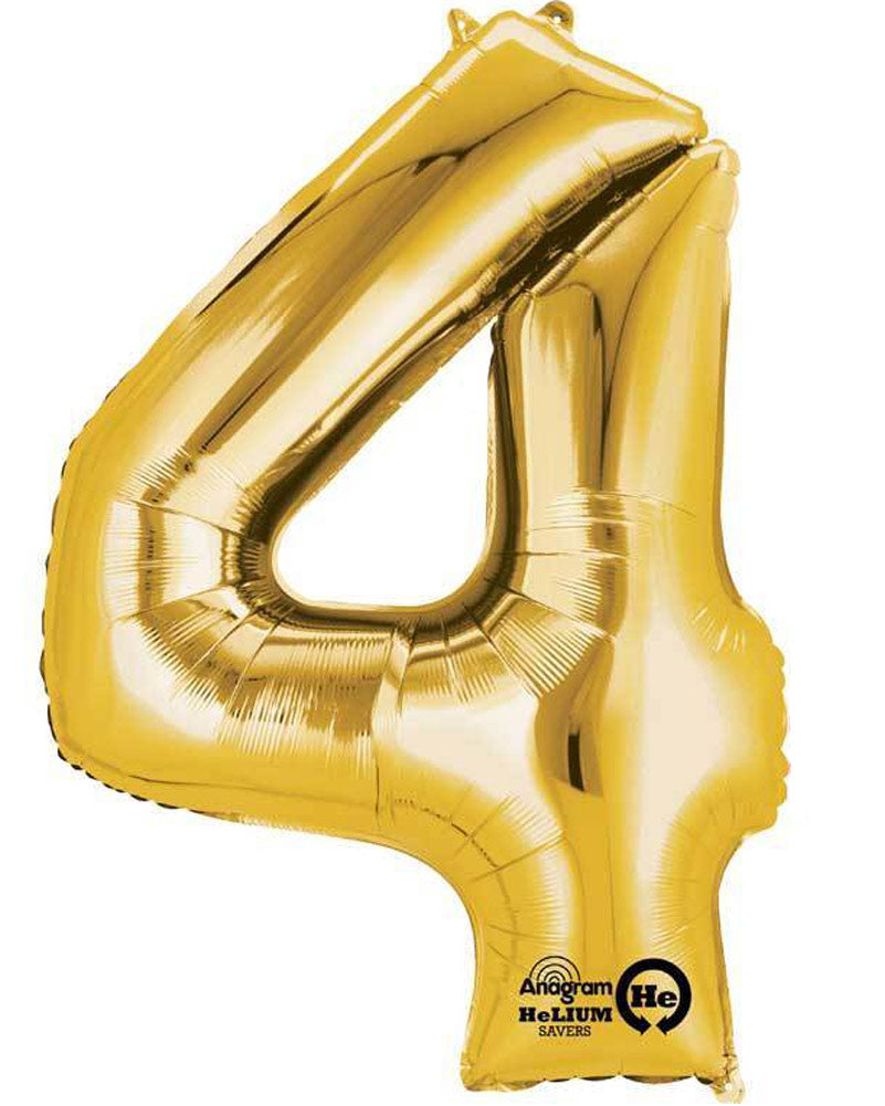 Gold 40cm Number 4 Balloon