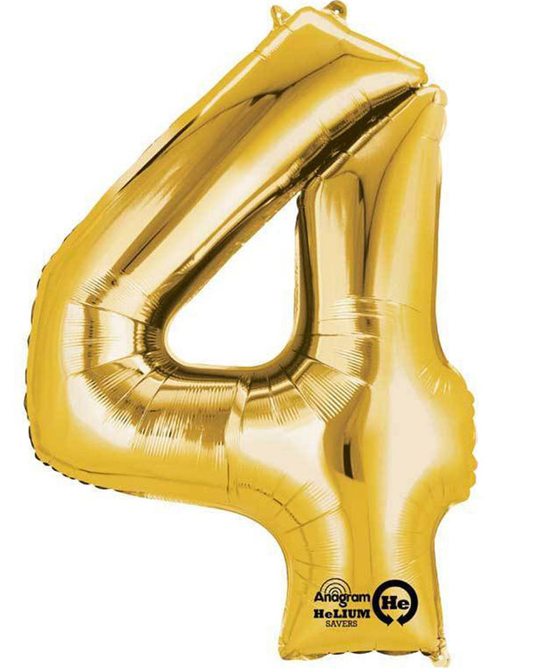 Gold 40cm Number 4 Balloon