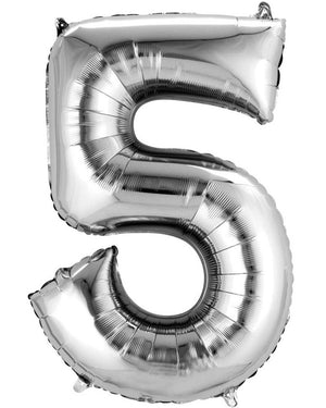 Silver 40cm Number 5 Balloon