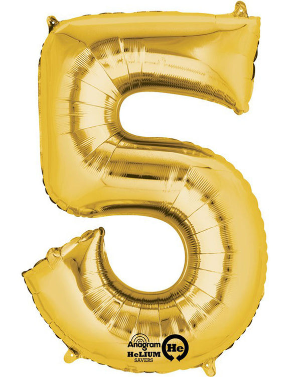 Gold 40cm Number 5 Balloons