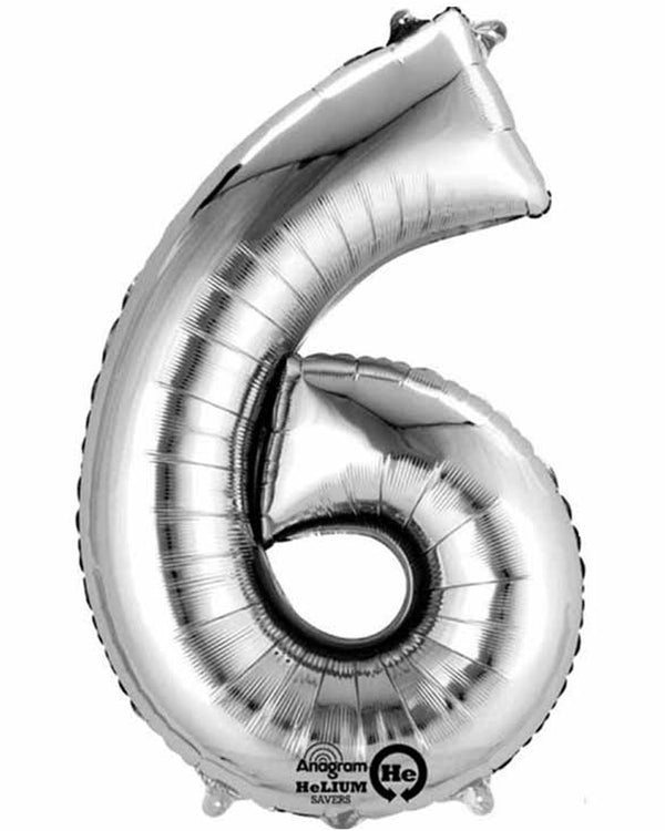 Silver 40cm Number 6 Balloon