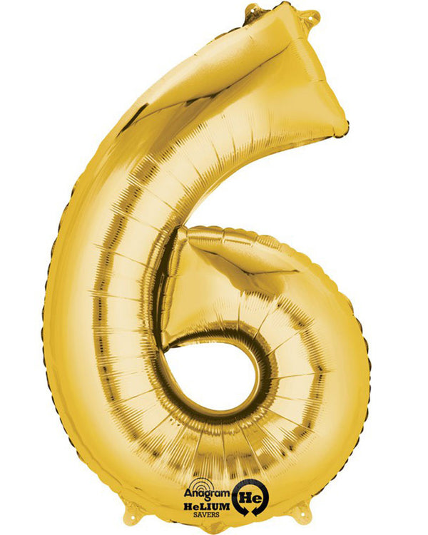 Gold 40cm Number 6 Balloon