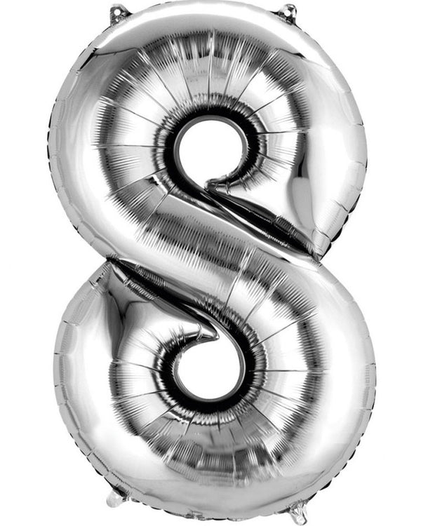 Silver 40cm Number 8 Balloon