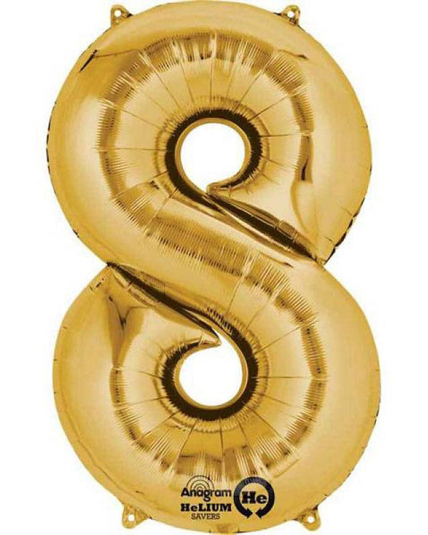 Gold 40cm Number 8 Balloon
