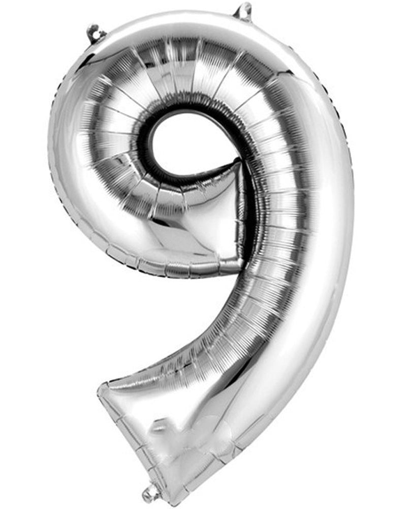Silver 40cm Number 9 Balloon