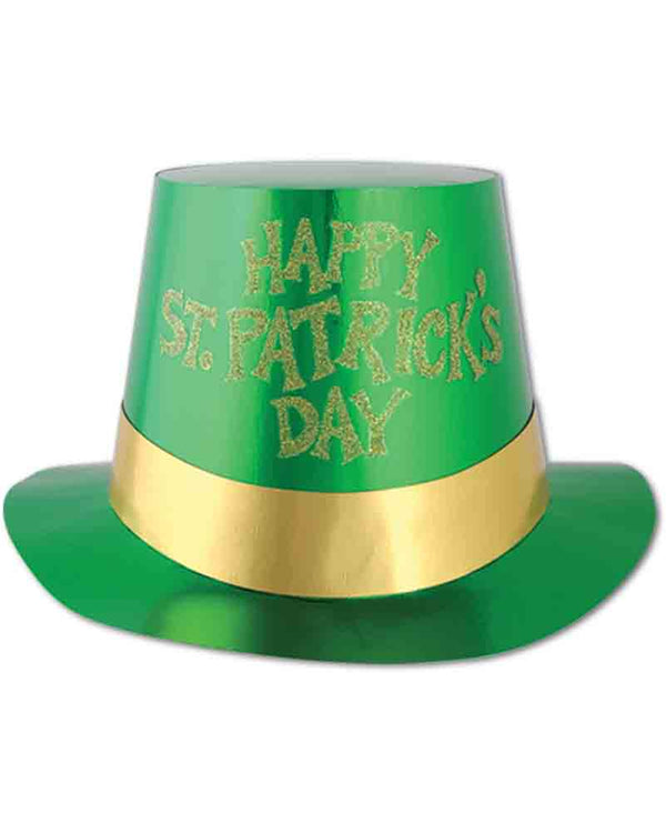 St Patricks Day Glittered Foil Top Hat