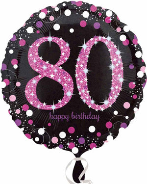 80th Pink Holographic Standard Foil Balloon