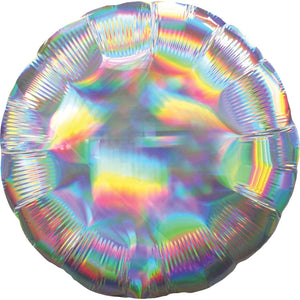 45cm Standard Holographic Iridescent Silver Circle Balloon