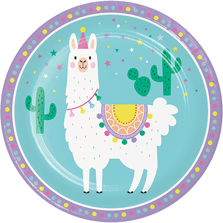 Llama Party 22cm Paper Dinner Plates Pack of 8