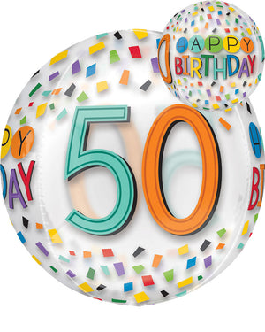 Happy 50th Birthday Rainbow Orbz Balloon