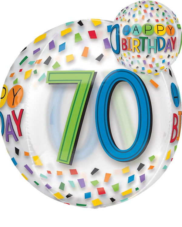 Happy 70th Birthday Rainbow Orbz Balloon