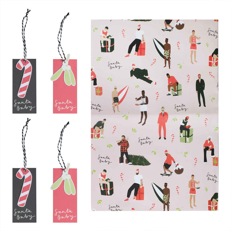 Merry & Bright Christmas Santa Baby Gift Wrapping Paper