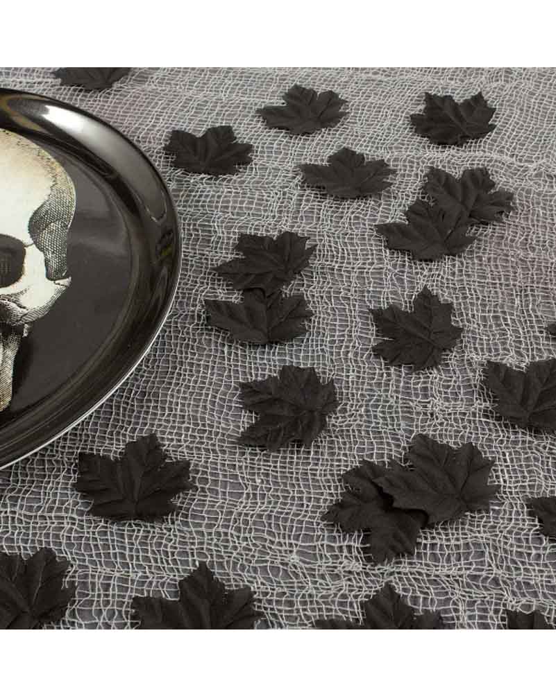 Boneyard Black Fabric Leaves Confetti For Halloween