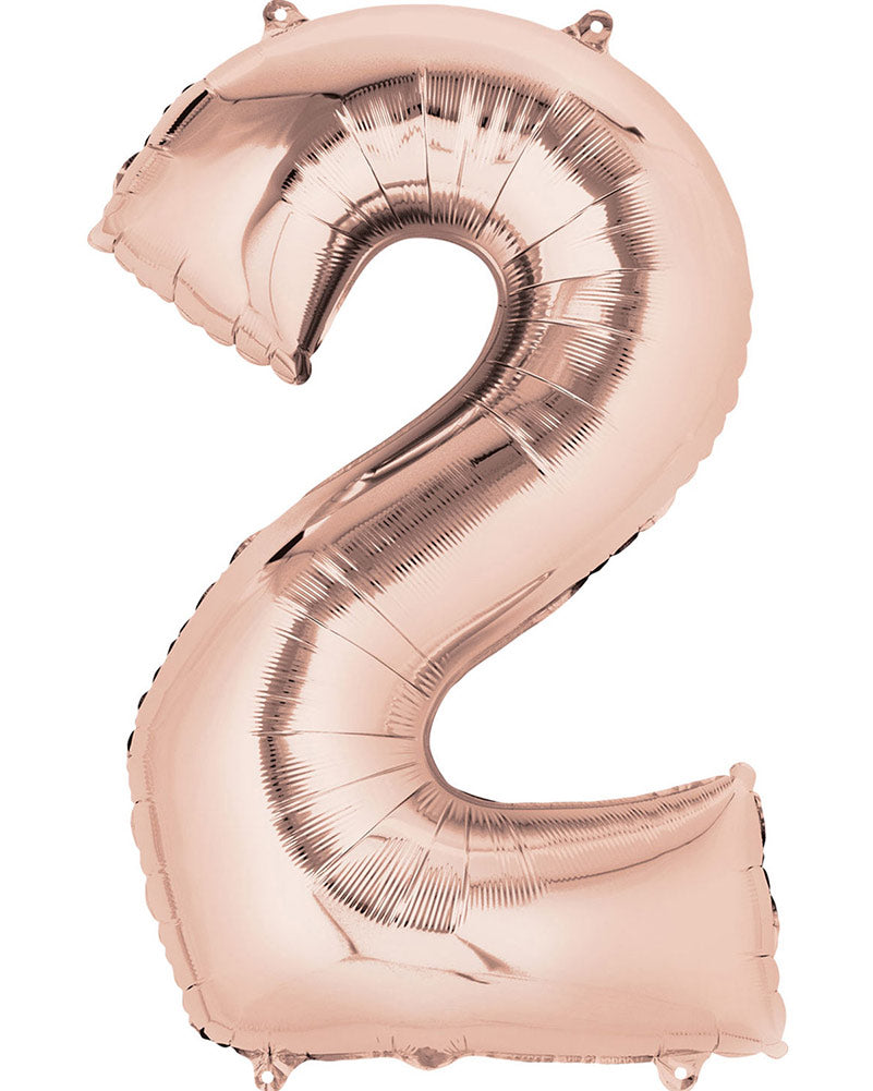 Rose Gold 83cm Number 2 Super Shape Balloon