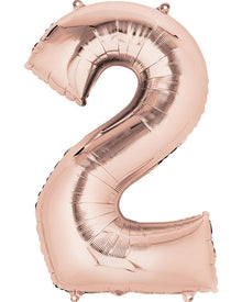 Rose Gold 83cm Number 2 Super Shape Balloon