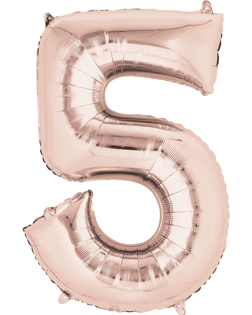 Rose Gold 83cm Number 5 Super Shape Balloon