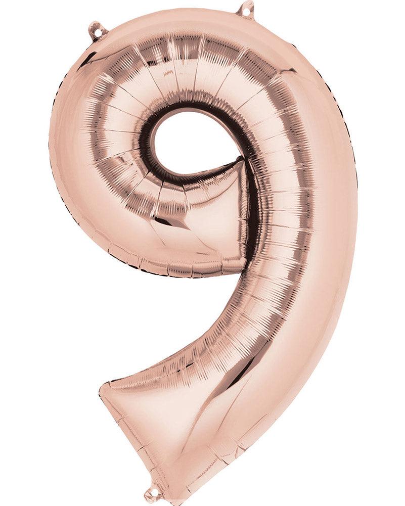 Rose Gold 83cm Number 9 Super Shape Balloon
