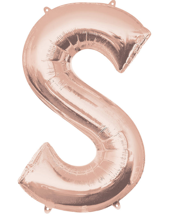Rose Gold 83cm Letter S Super Shape Balloon