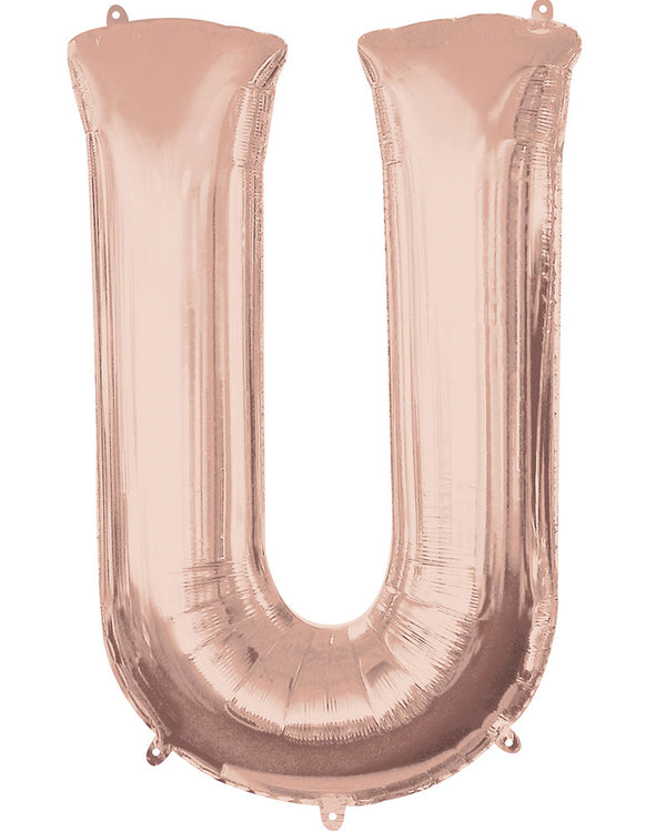Rose Gold 83cm letter U Super Shape Balloon