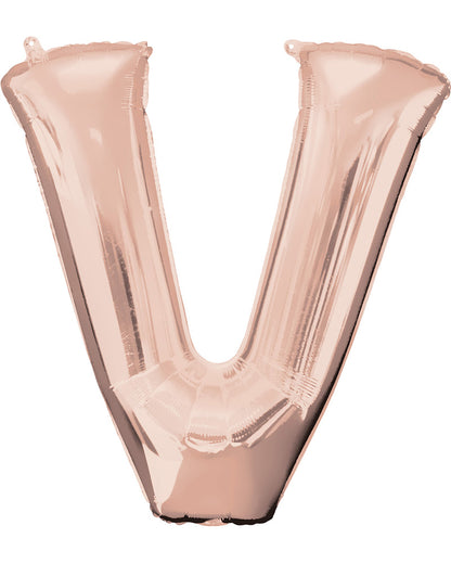 Rose Gold 83cm Letter V Super Shape Balloon