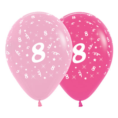 Sempertex 30cm Age 8 Fashion Pink Assorted Latex Balloons, 6PK Pack of 6