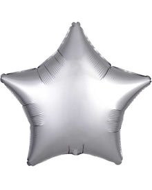 Silver Satin 45cm Star Balloon